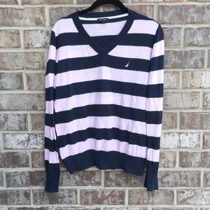Nautica Pink Striped Long Sleeve Top